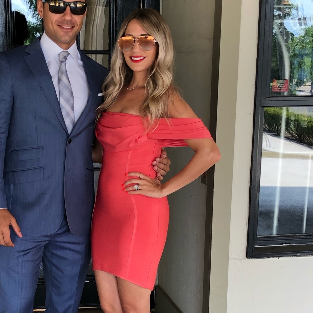 Miss Circle Coral Bandage Dress